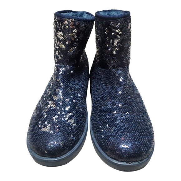 G By Guess Women's Short Boot Blue Sequin Faux Fur US 6.5M Winter Footwe… - Picture 2 of 11